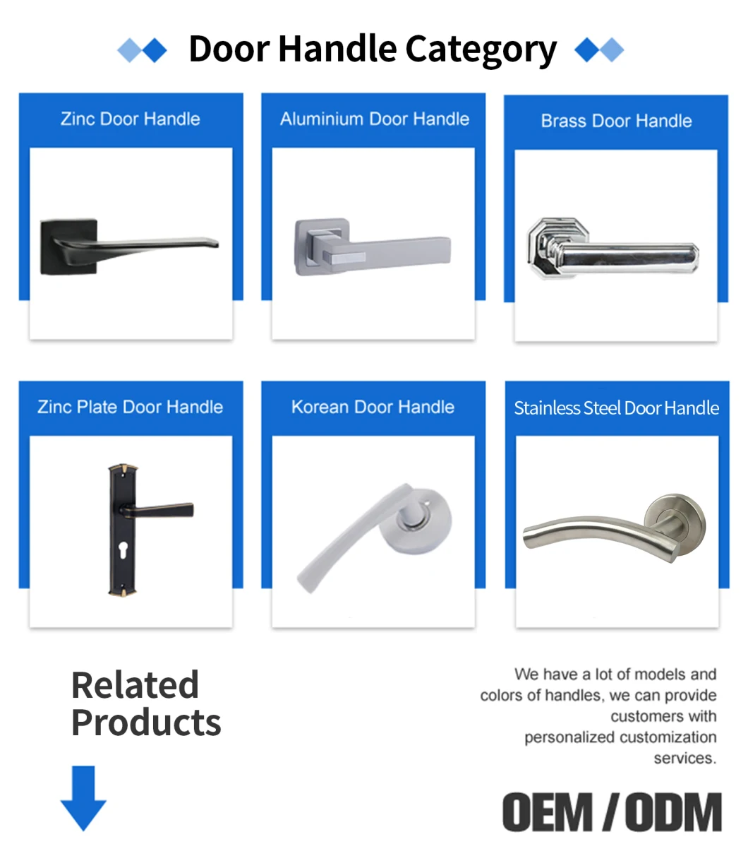 Square Shape Silver Plating Strip-Type Zinc Alloy Door Handle Lever