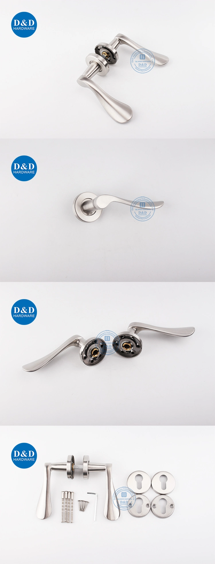 SS316 Furniture Hardware Solid Handle Safety Satin Door Lever