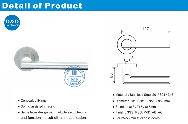 Polished Finish Classical Design Indoor Hollow Handles Lever for Villa