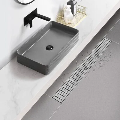 Badezimmerkanalfliese, unsichtbarer linearer Duschbodenablauf aus Edelstahl